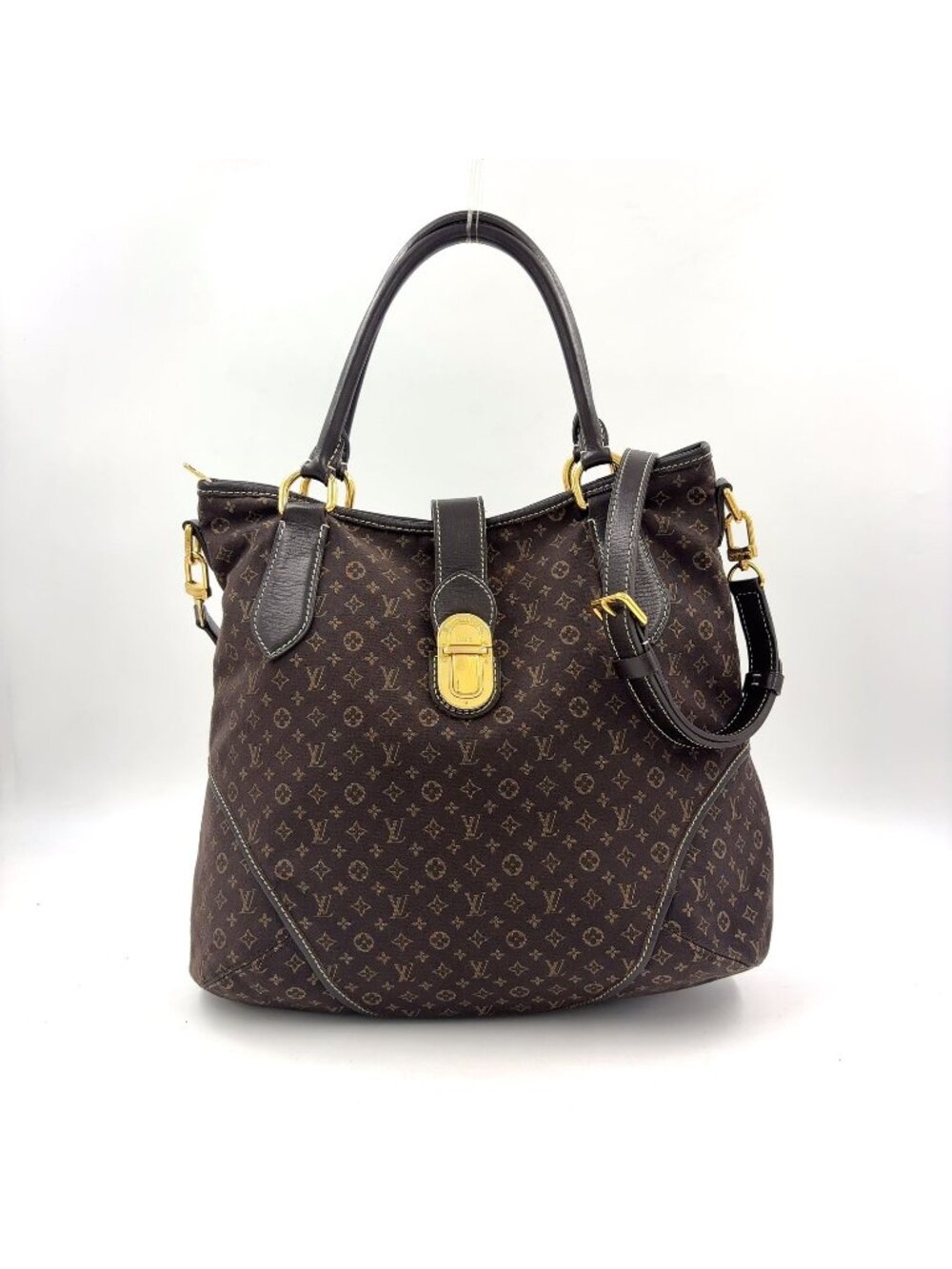 Louis Vuitton Elegy Monogram Idylle Fusain Leather Canvas Brown Handbag Gold